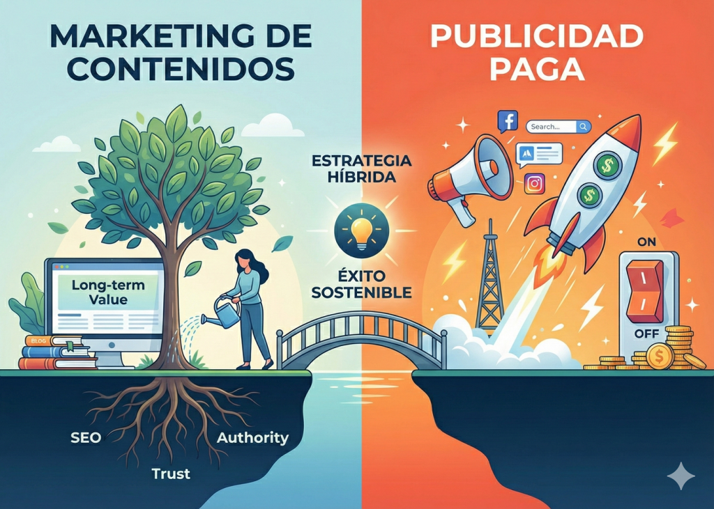 Marketing de contenidos vs. Publicidad paga