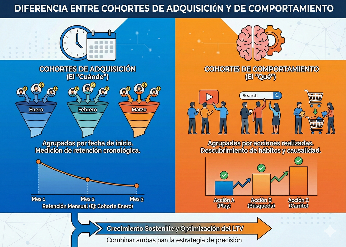diferencia entre cohortes de adquisición y de comportamiento