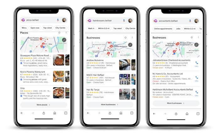 El Local Pack de Google en dispositivos móviles